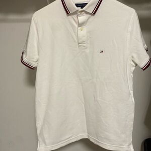 Tommy Hilfiger White Polo with Red and Blue Accents